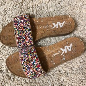 Anne Klein Sport rainbow strap sandals